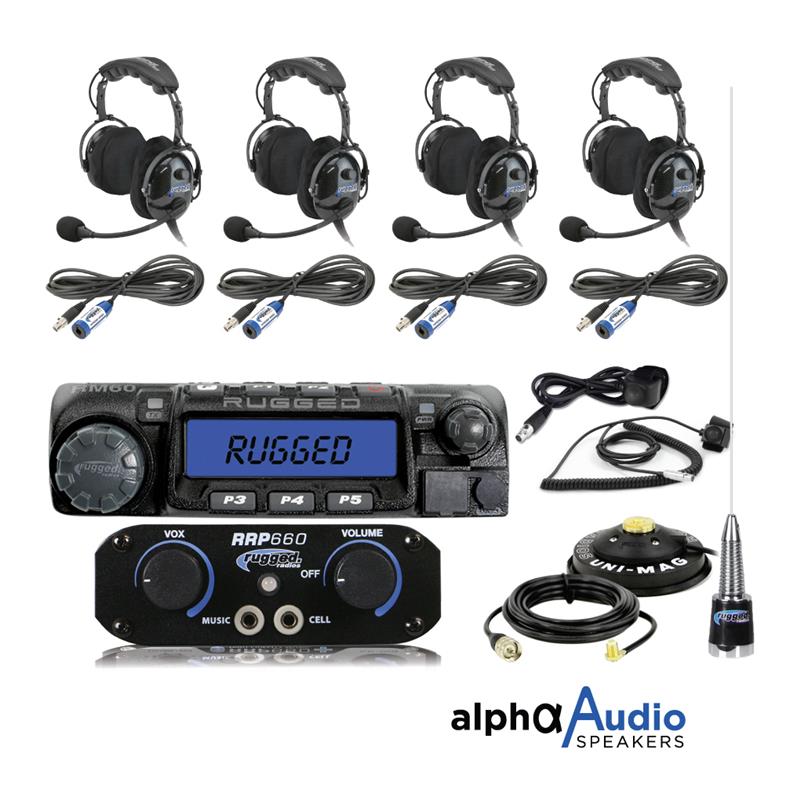Includes Behind the Head Headsets and Intercom Cables Rugged Radios RRP362 Intercom 2 Place Kit with Built-In Push to Talk Buttons