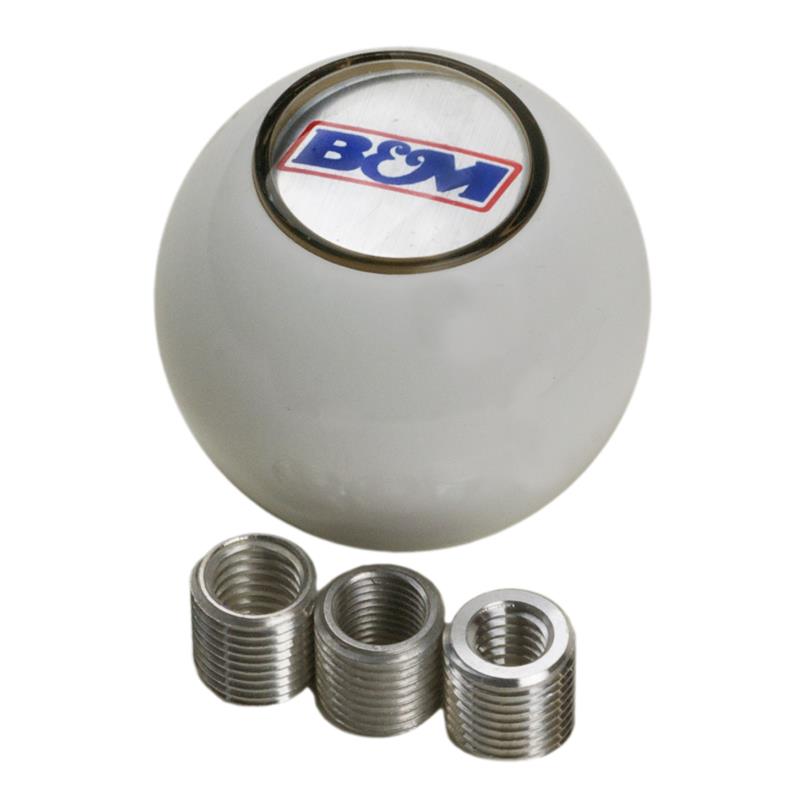 B/&M 46112 White Replacement Shifter Knob with Button and SAE Threads